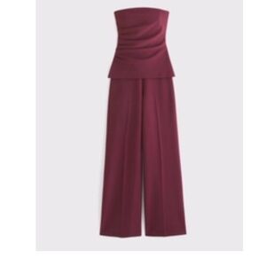 Abercrombie & Fitch Burgundy Strapless Jumpsuit